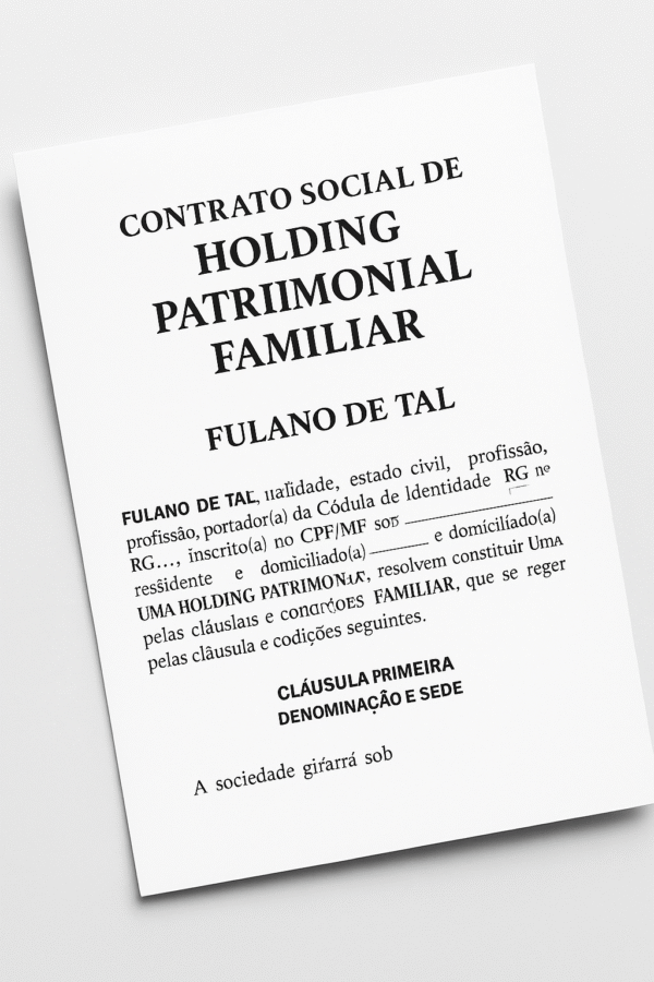 Modelo de Contrato Social de Holding Patrimonial Familiar – Editável em Word