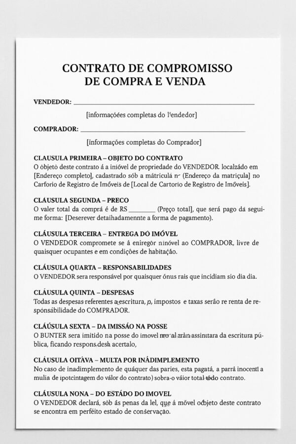 Contrato Pronto de Compromisso para Compra e Venda de Imóvel – Atualizado e Profissional