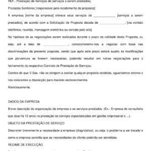 Carta Proposta de Prestação de Serviços – Modelo Profissional para Diversos Segmentos, Editável e Atualizado