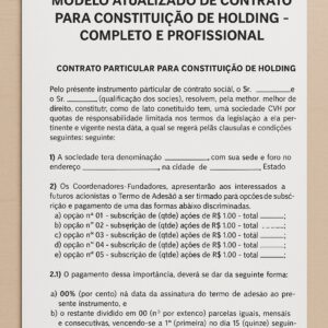 Contrato Pronto para Constituição de Empresa Holding – Modelo Atualizado, Profissional e Editável