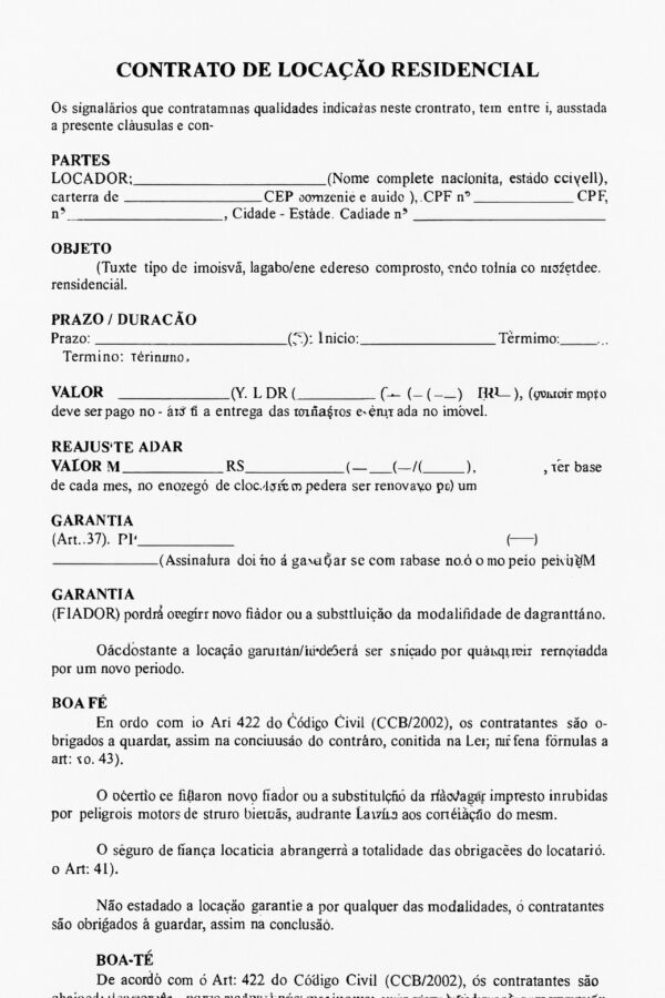 Contrato Profissional de Locação Residencial – Modelo Atualizado, Completo e Pronto para Preencher
