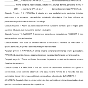 Contrato de Parceria Comercial entre Dentistas – Modelo Profissional, Atualizado e Sem Vínculo Empregatício