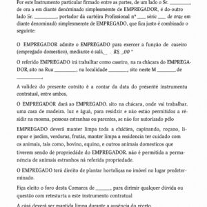 Contrato Pronto de Trabalho de Caseiro – Modelo Atualizado, Profissional e Editável em Word