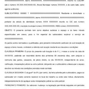 Contrato de Sub-Locação de Espaço, Cadeiras e Móveis em Salão de Beleza – Modelo Profissional, Atualizado e Editável em Word