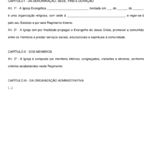 Regimento Interno para Igrejas Evangélicas – Modelo Completo, Profissional e Editável em Word (2025)