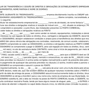 Termo de Transferência de Ponto Comercial – Modelo Completo e Editável com Cláusulas Profissionais