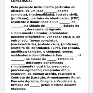 Modelo Profissional de Distrato (Rescisão Contratual Consensual) – Word Editável com Quitação