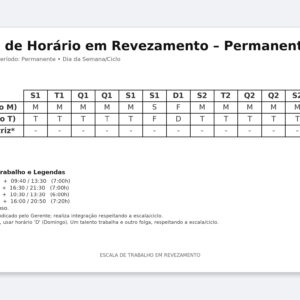 Escala de Horário em Revezamento – Modelo Permanente em WordExcel