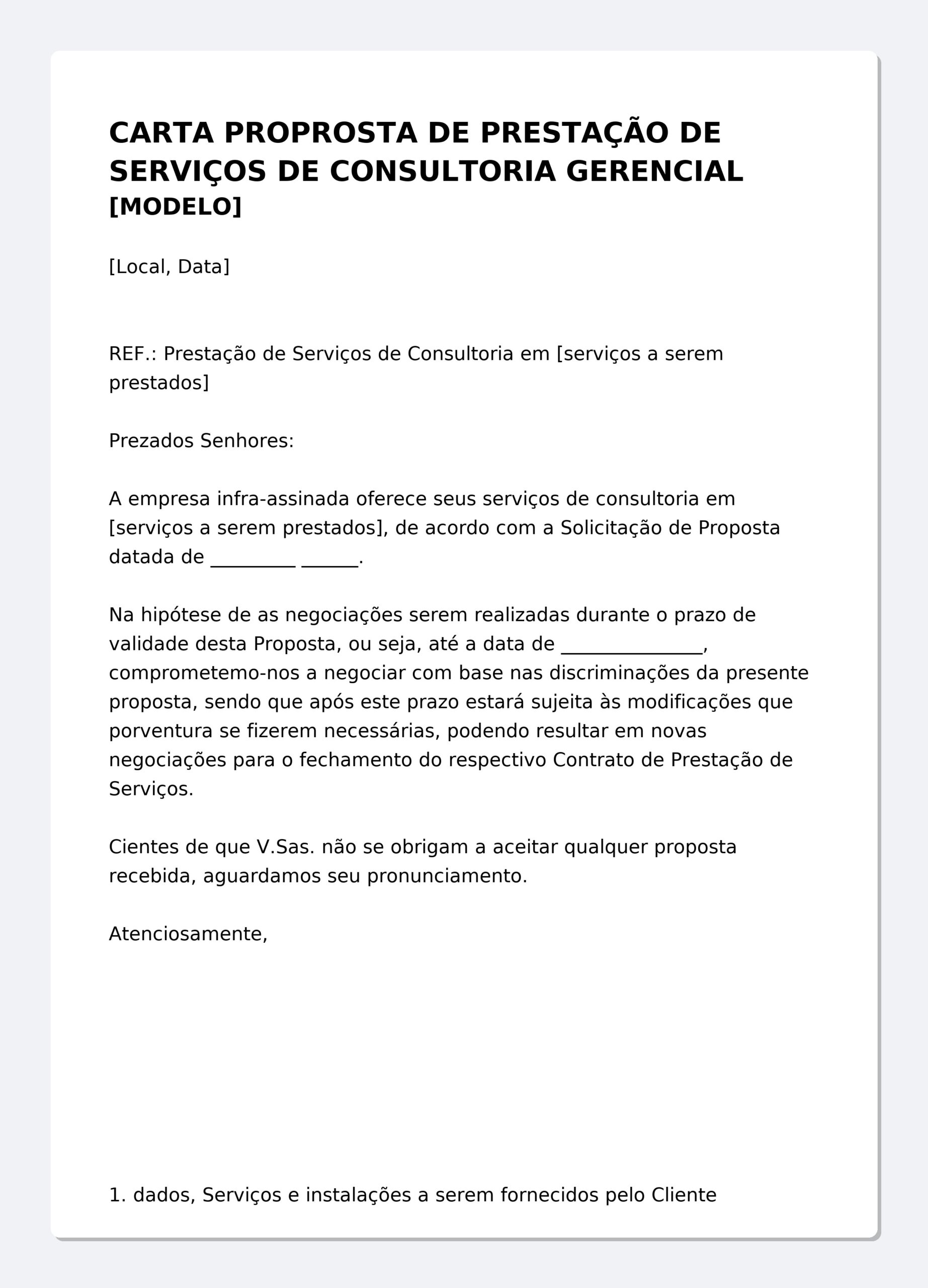 Carta Proposta de Prestação de Serviços de Consultoria Gerencial – Modelo Profissional Editável (Word) com Escopo, Plano de Trabalho, Equipe Técnica, Cronograma e Honorários
