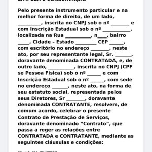 Contrato de Prestação de Serviços de Limpeza e Conservação – Modelo Profissional (Word Editável) com Escopo e Frequência