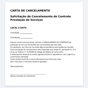 Modelo Profissional de Ofício de Solicitação de Cancelamento de Contrato de Prestação de Serviço – Word Editável