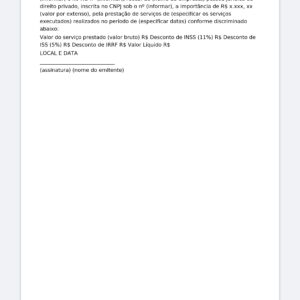 Recibo de Pagamento Autônomo – RPA: Modelo Editável (Word)
