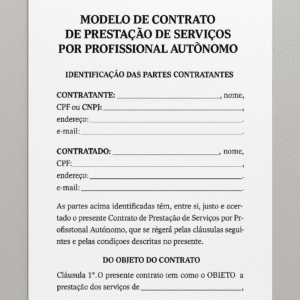 Modelo Profissional de Contrato de Prestação de Serviços por Profissional Autônomo (MEIPF) – Word Editável com Objeto