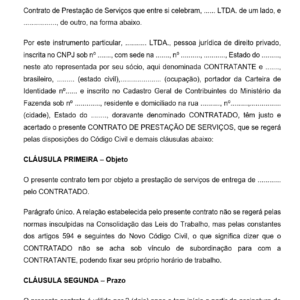 Modelo Profissional de Contrato de Prestação de Serviços de Entrega por Motoboy (Autônomo) – Word Editável com Coleta