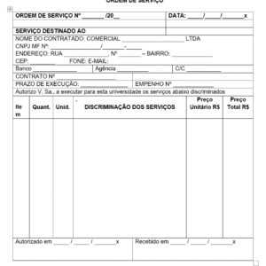 Modelo de Ordem de Serviço (OS) Editável em Word — Autorização de Serviços com Itens, Quantidades, Preços e Prazos