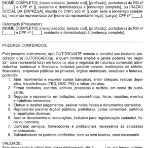 Modelo de Procuração Ad Negotia — Documento Editável em Word para Bancos, Contratos, Representação Comercial e Atos Empresariais