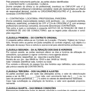 Modelo de Aditivo de Alteração de Dias e Horários de Uso de Consultório — Documento Editável em Word para Clínicas e Profissionais da Saúde