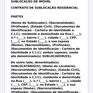 Modelo Profissional de Contrato de Sublocação Residencial – Word Editável com Partes
