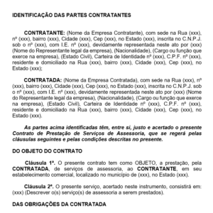 Modelo de Contrato de Prestação de Serviços de Assessoria (Presencial ou Online) — Obrigações, Pagamento, Rescisão e Foro | Word Editável