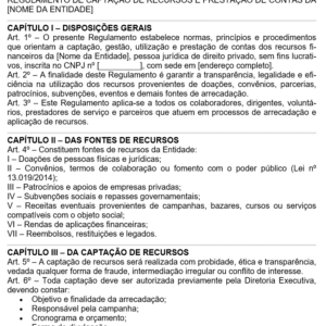 Modelo de Regulamento de Captação de Recursos e Prestação de Contas — Transparência, Governança, Parcerias e Compliance no Terceiro Setor | Word Editável