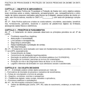 Modelo de Política de Privacidade e Proteção de Dados (LGPD) para Organizações da Sociedade Civil — Coleta, Tratamento, Direitos dos Titulares e Segurança da Informação | Word Editável